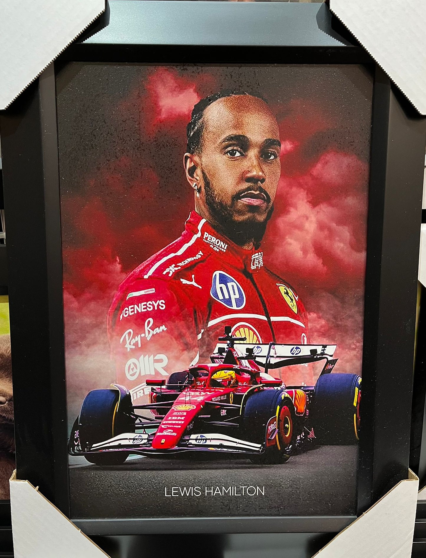 21x16 F1 Lewis Hamilton Ferrari Textured Fine Art Print