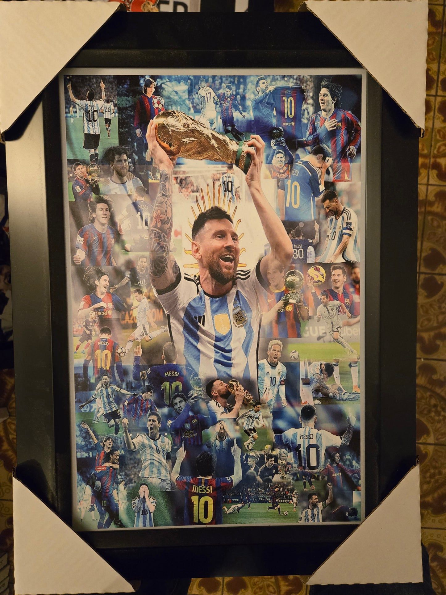 21x16 Soccer Football Argentina Collage Messi Football Soccer Textured Fine Art Print