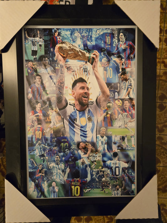 21x16 Soccer Football Argentina Collage Messi Football Soccer Textured Fine Art Print