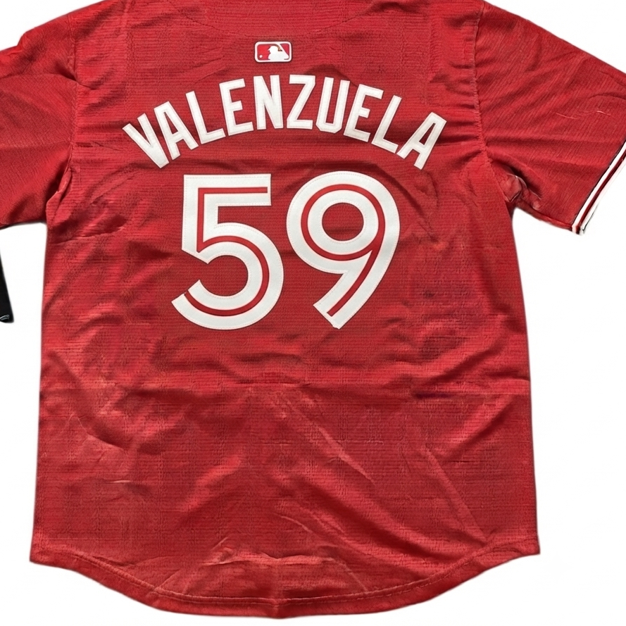 Toronto Blue Jays 50th Patch Valenzuela Canada Day Red Baseball Jersey Size Mens XXL