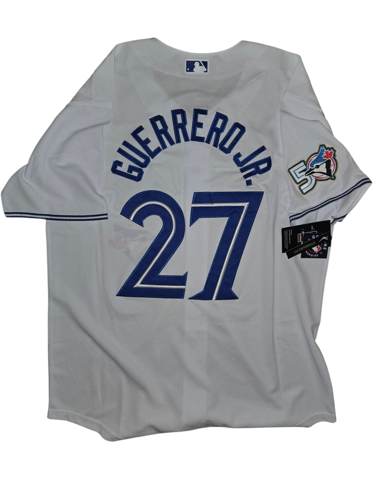 Toronto Blue Jays 50th Patch Guerrero Jr White Baseball Jersey Size Womens Medium
