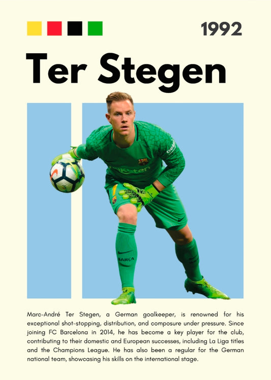 21x16 Soccer Germany Ter Stegen Textured Fine Art Print Facsimilie Autograph