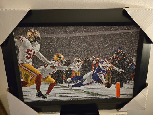 21x16 NFL Buffalo Bills Josh Allen Touchdown Textured Fine Art Print
