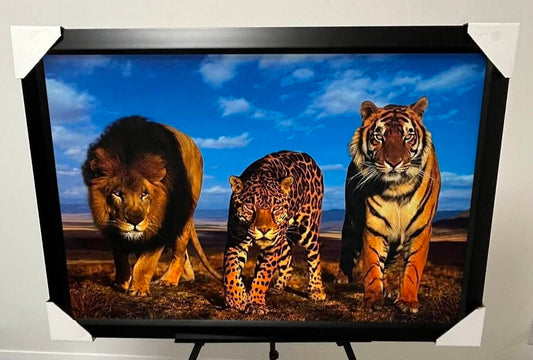 26x38 Wall Art Animals Lion Cheetah Tiger Textured Fine Art Print