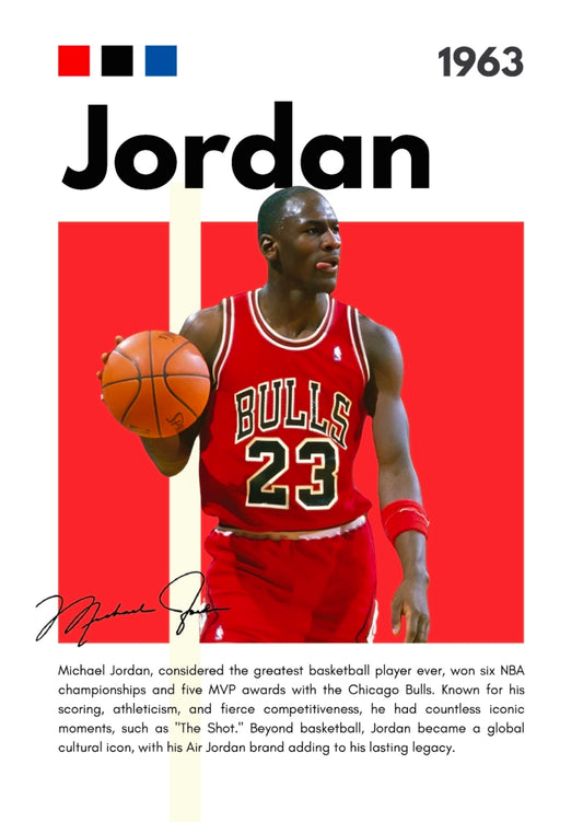 21x16 NBA Chicago Bulls Michael Jordan Textured Fine Art Print Facsimilie Autograph