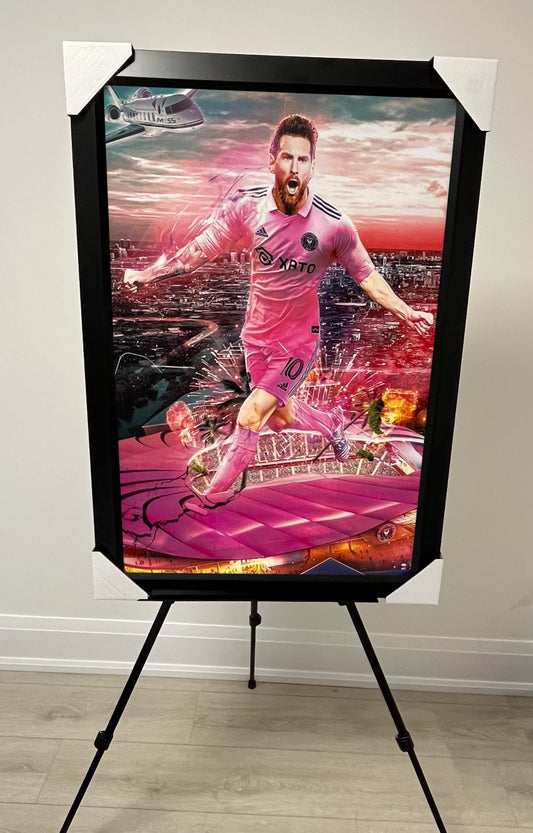 21x16 Argentina Inter Miami  Collage Messi Football Soccer Textured Fine Art Print