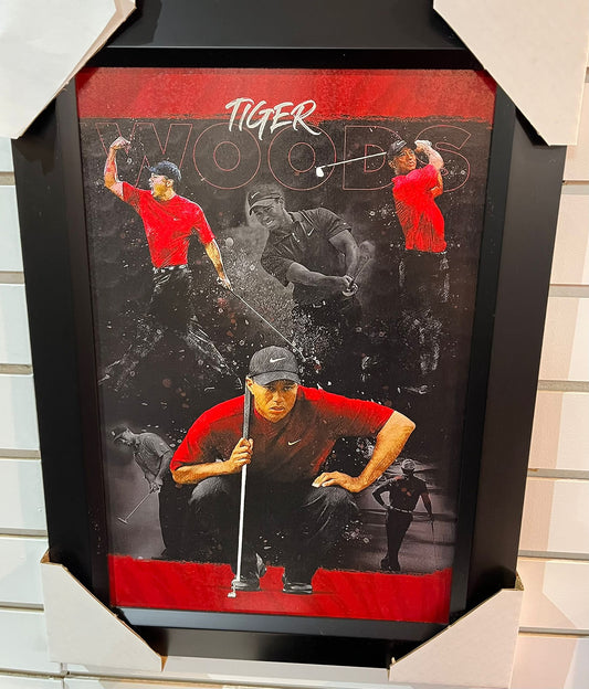 21x16 PGA Golf Tiger Woods Collage Textured Fine Art Print
