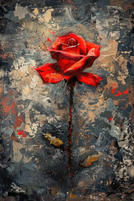 26x38 Wall Art Single Rose Textured Fine Art Print