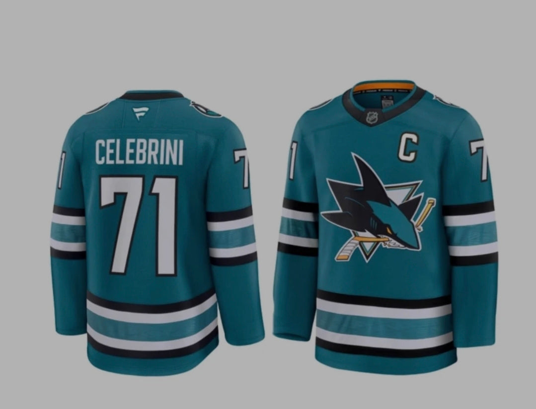 San Jose Sharks Macklin Celebrini Captain C Home Hockey Jersey Mens Size XXL
