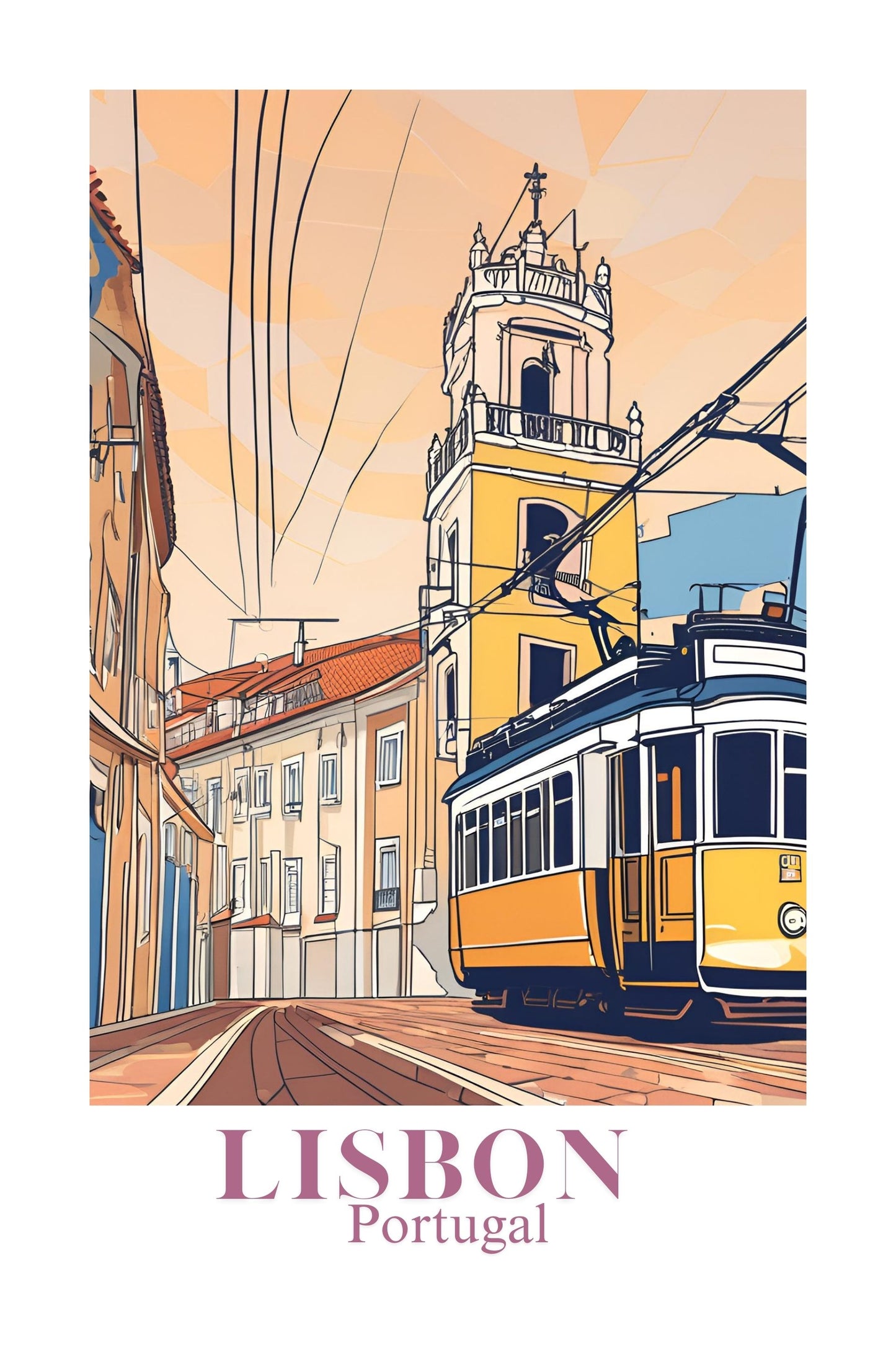 21x16 Wall Art Scenic Lisbon Portugal Textured Fine Art Print