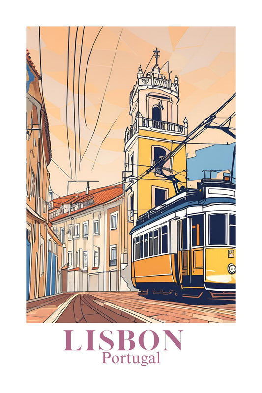 21x16 Wall Art Scenic Lisbon Portugal Textured Fine Art Print