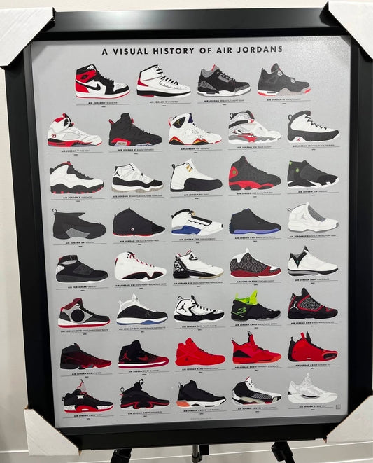 26x38 Wall Art History of Air Jordan Basketball Shoes Textured Fine Art Print