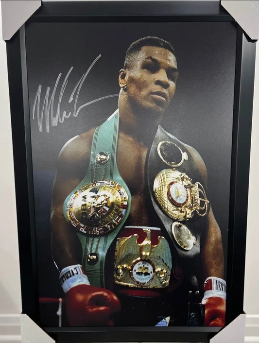 21x16 Boxing Legend Iron Mike Tyson Facsimile Autograph Textured Fine Art Print