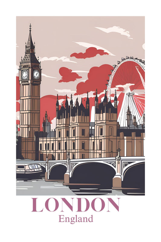 21x16 Wall Art Scenic London England Textured Fine Art Print