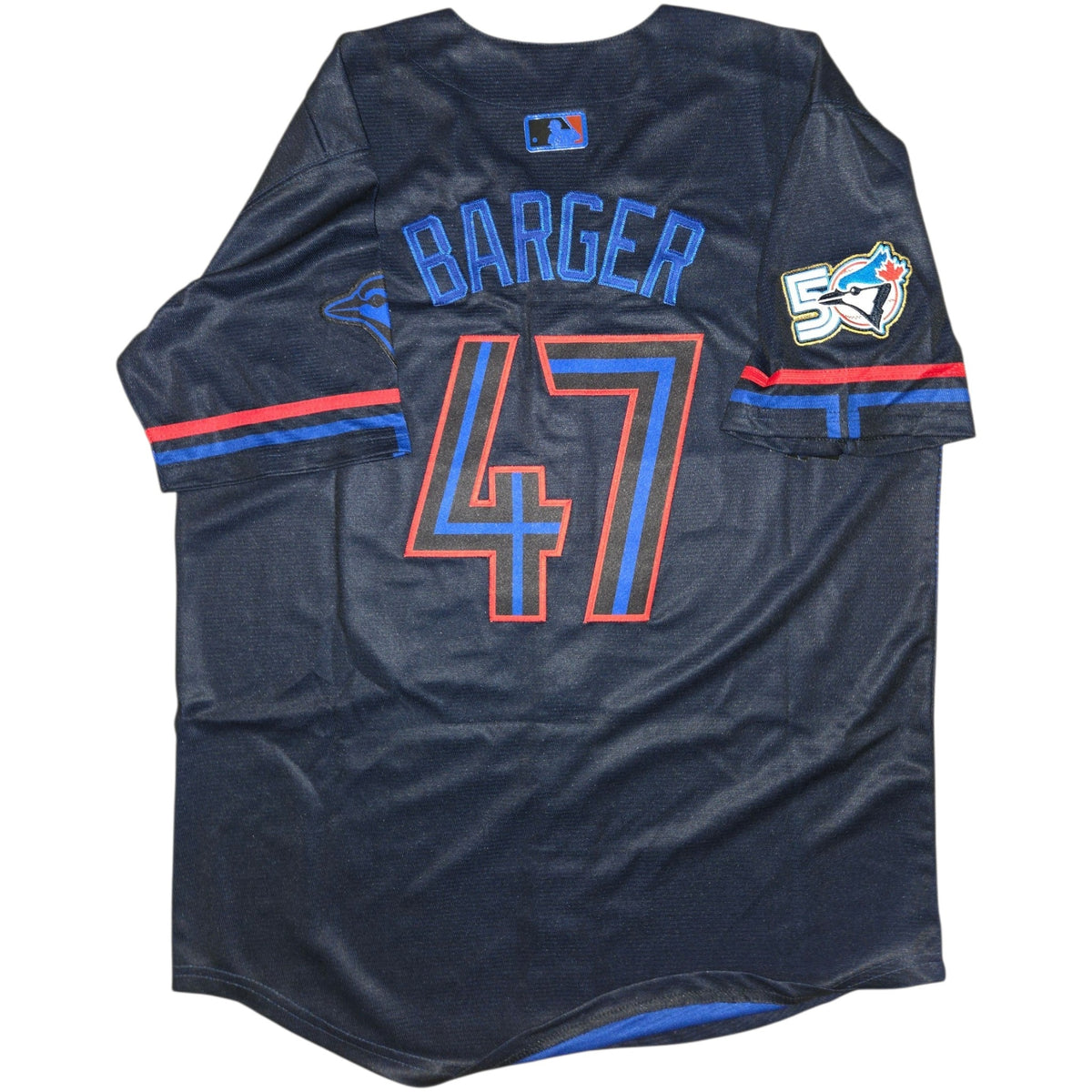 Toronto Blue Jays 50th Patch Barger City Connect Baseball Jersey Size Mens Large