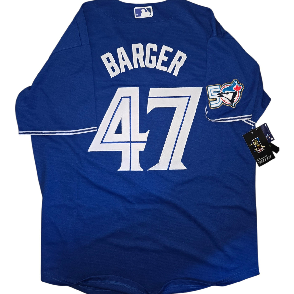 Toronto Blue Jays 50th Patch Barger Dark Blue Baseball Jersey Size Mens Large