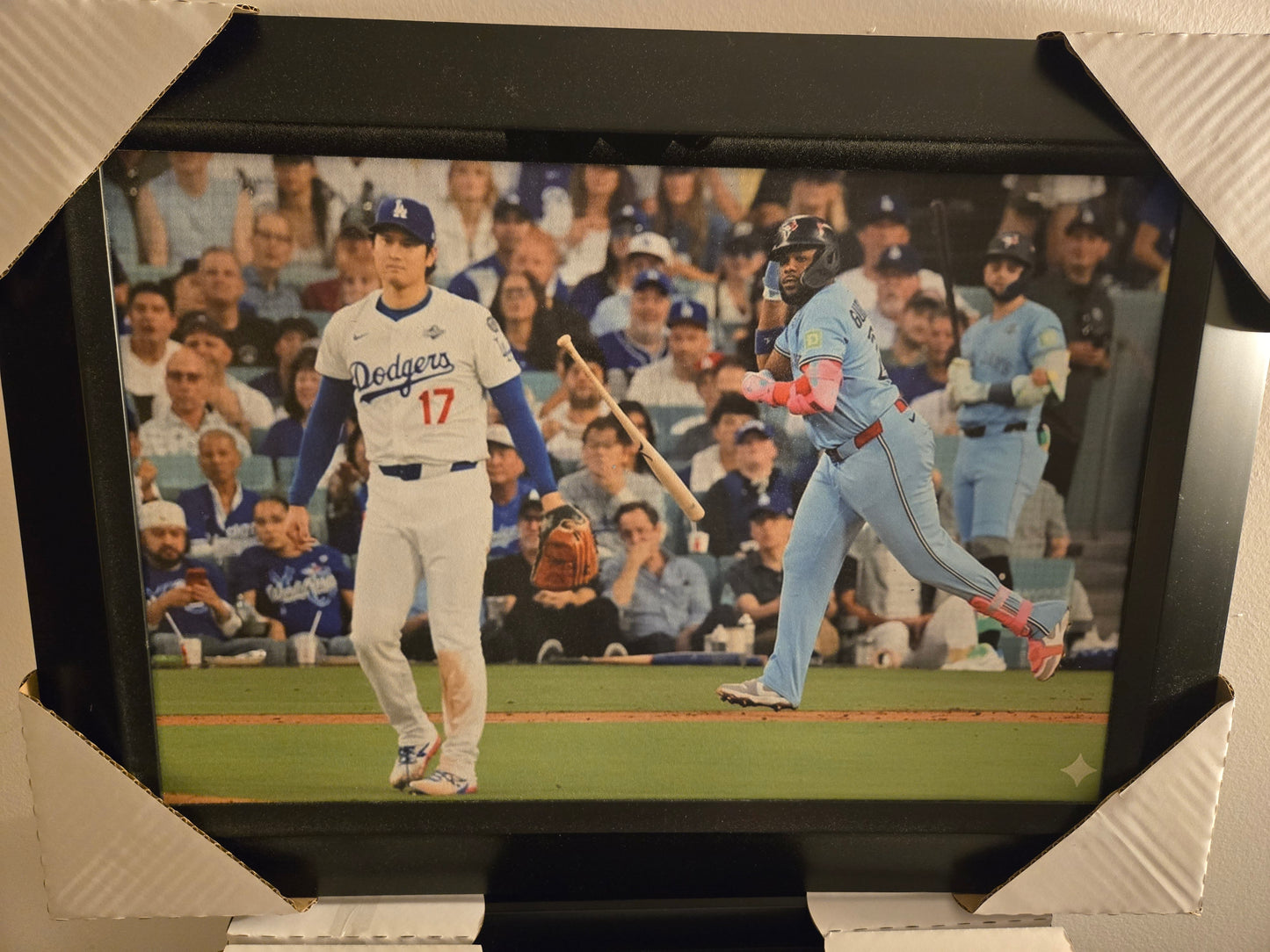 21x16 MLB Toronto Blue Jays Vladdy Guerrero Jr World Series Home Run Ohtani Dodgers Textured Fine Art Print
