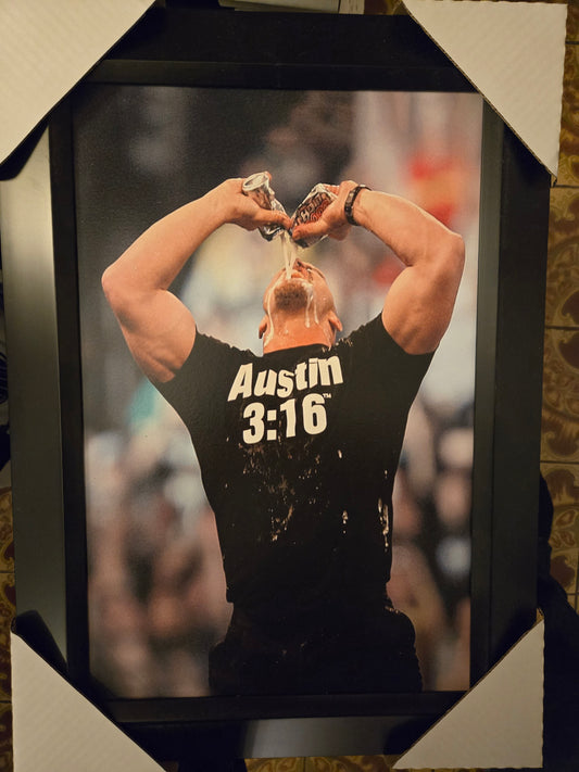 21x16 WCW WWE WWF NWO Stone Cold Steve Austin Textured Art Print