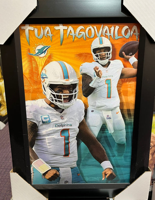 21x16 NFL Miami Dolphins Tua Tagovailoa Textured Fine Art Print