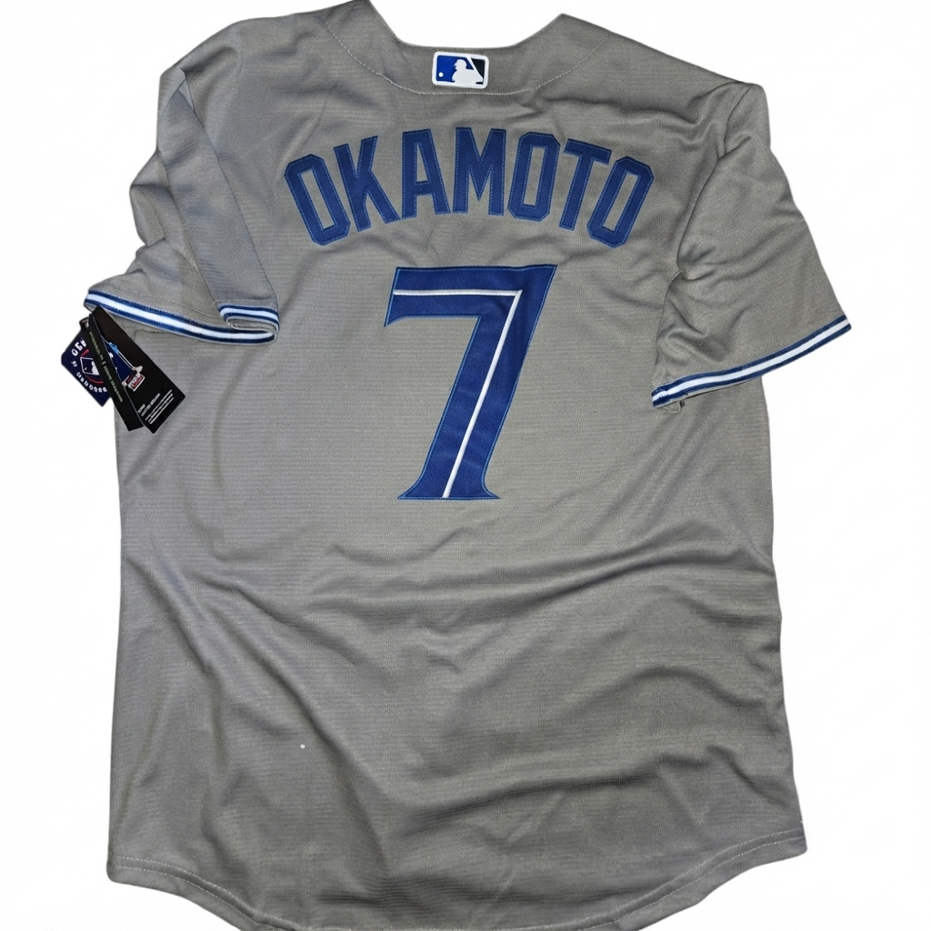 Toronto Blue Jays 50th Patch Okamoto Gray Red Baseball Jersey Size Mens XXXL