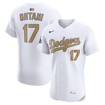 Los Angeles Dodgers Ohtani White and Gold Baseball Jersey Size Mens XXL