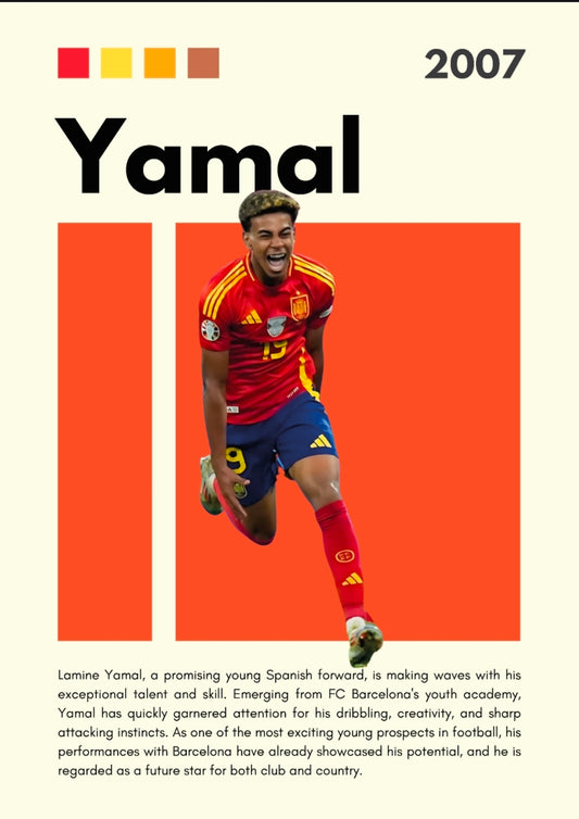 21x16 Soccer Spain Yamal  Textured Fine Art Print Facsimilie Autograph