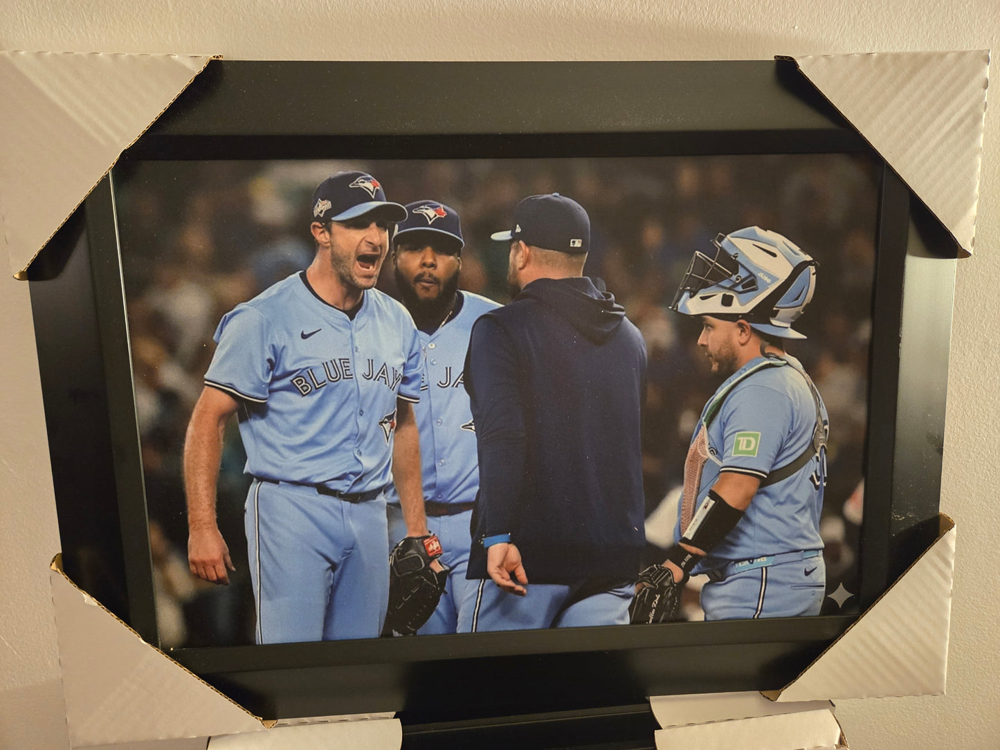 21x16 MLB Toronto Blue Jays Mad Max Scherzer World Series Textured Fine Art Print