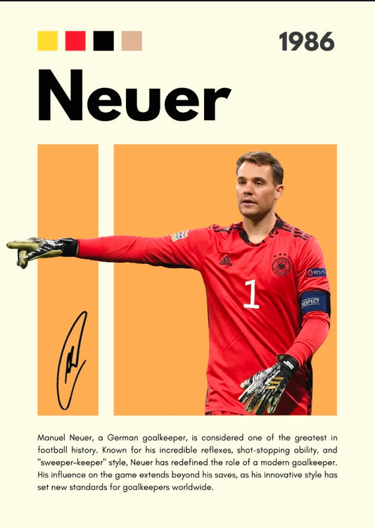 21x16 Soccer Germany Neuer Textured Fine Art Print Facsimilie Autograph