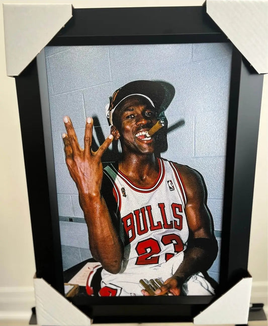21x16 Chicago Bulls Michael Jordan Textured Fine Art Print