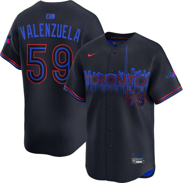 Toronto Blue Jays 50th Patch Valenzuela City Connect Baseball Jersey Size Womens Medium