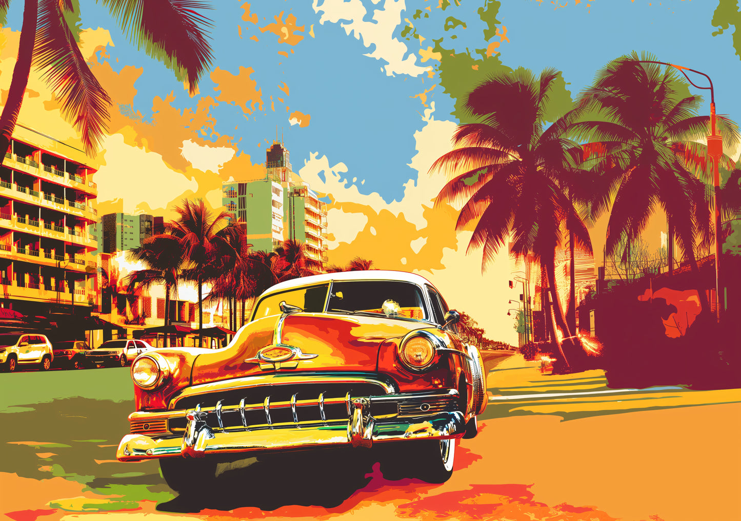 26x38 Wall Art Scenic Havana Cuba Textured Fine Art Print