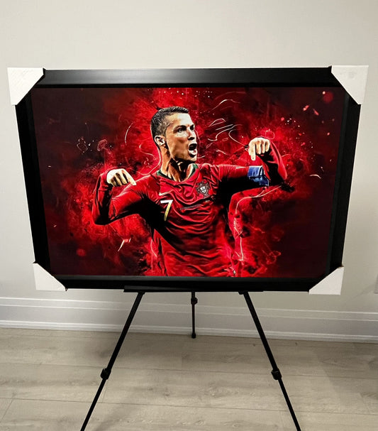 21x16 Portugal Ronaldo Football Soccer Textured Fine Art Print