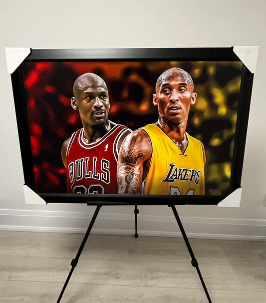 21x16 Chicago Bulls Michael Jordan LA Laker Kobe Bryant  Textured Fine Art Print