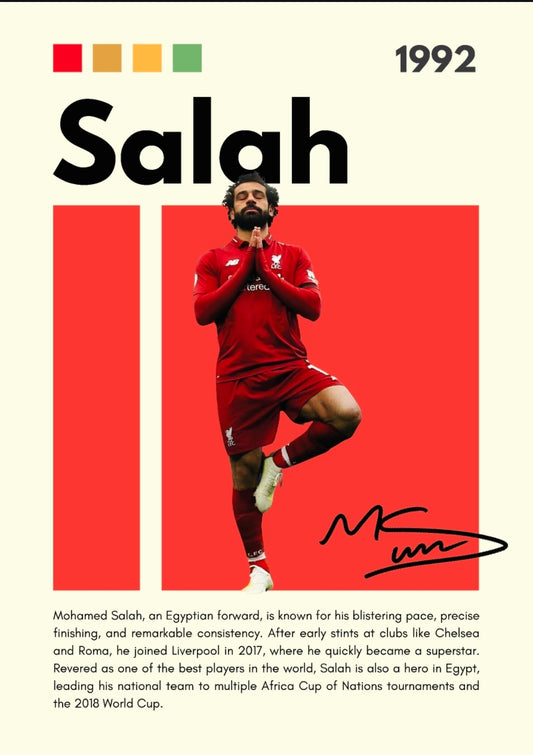 21x16 Soccer Morocco Salah Textured Fine Art Print Facsimilie Autograph