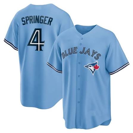 Toronto Blue Jays 50th Patch Springer Light Blue Baseball Jersey Size Mens Small