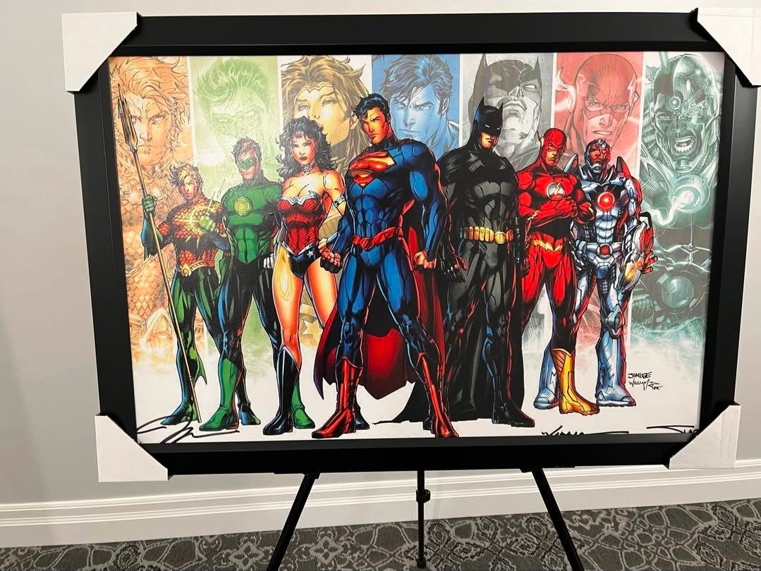 26x38 DC Comics Justice League Superman Batman Wonder Woman Textured Fine Art Print
