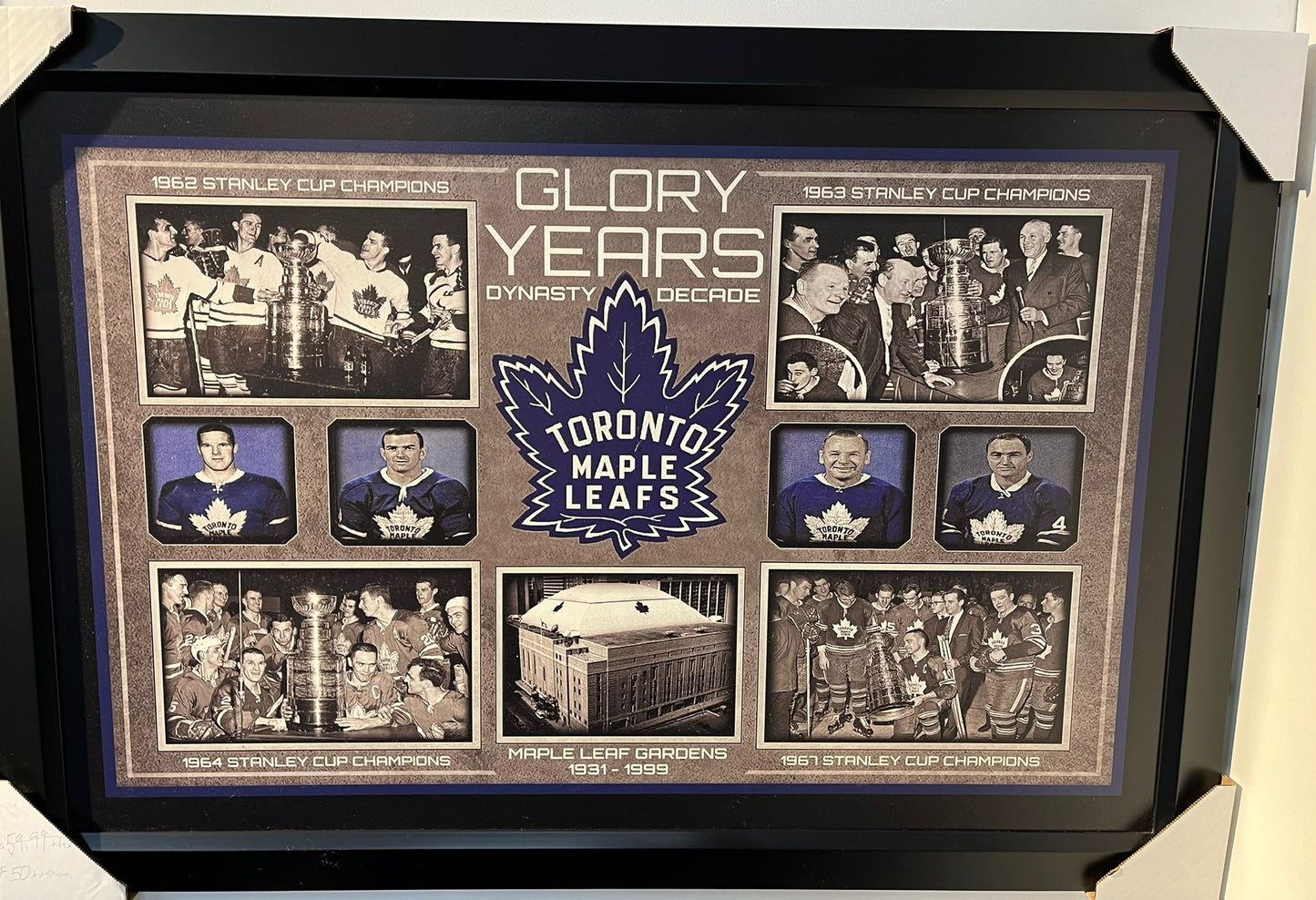 21x16 Toronto Maple Leafs Glory Years Collage Textured Fine Art Print