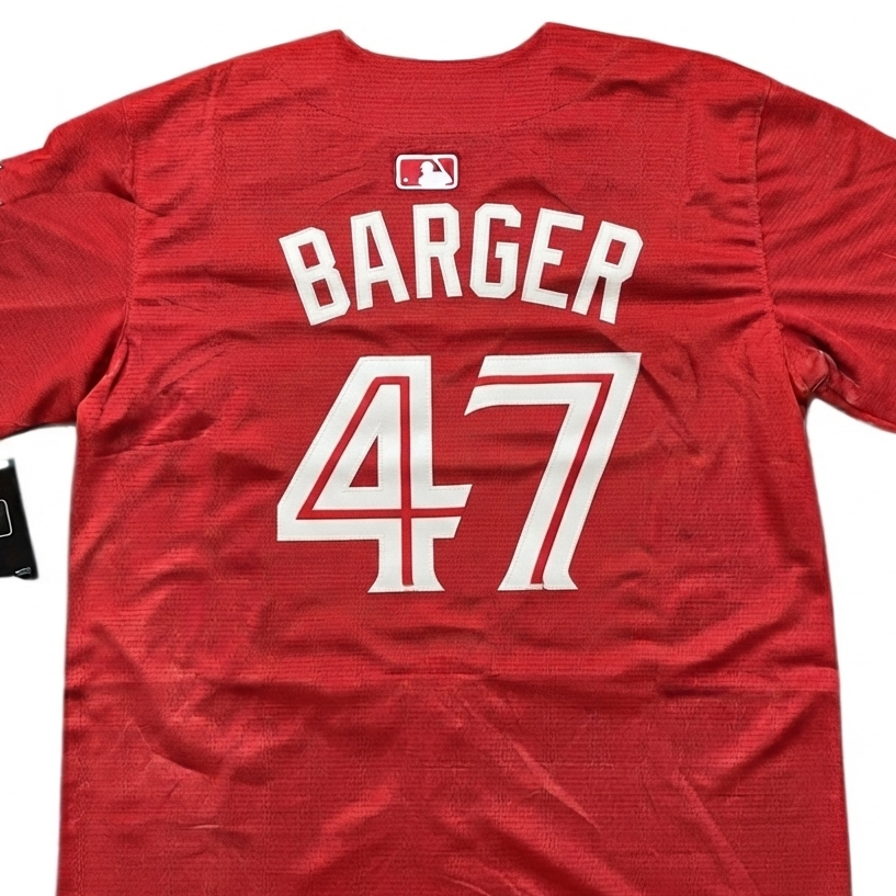 Toronto Blue Jays 50th Patch Barger Canada Day Red Baseball Jersey Size Mens XXXL