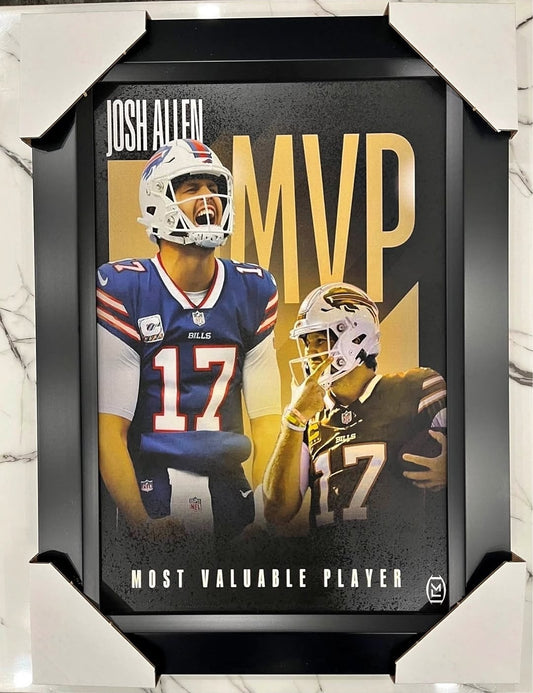 21x16 Buffalo Bills Josh Allen Textured Fine Art Print