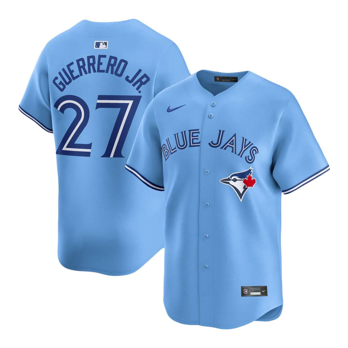 Toronto Blue Jays 50th Patch Guerrero Jr Light Blue Baseball Jersey Size Womens Small