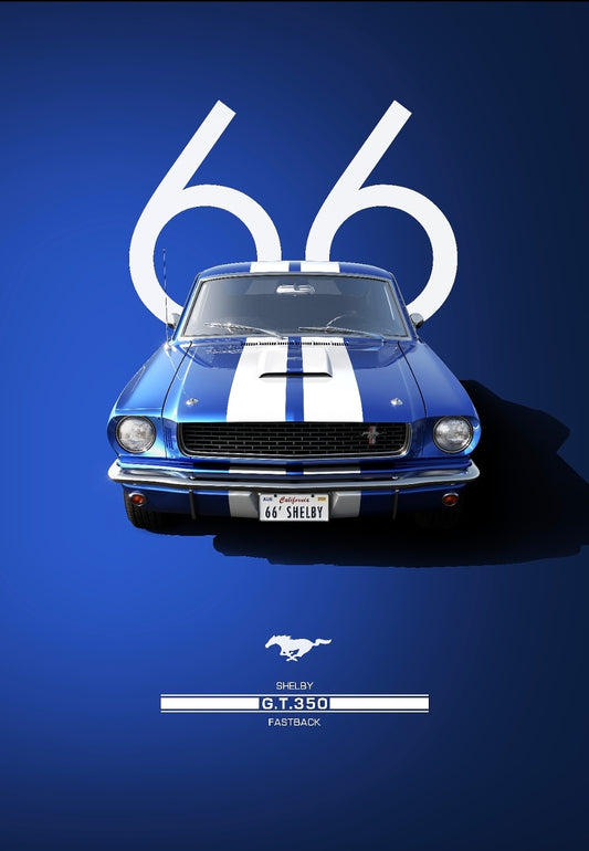 26x38 Wall Art Automotive 1966 Ford Mustang Textured Fine Art Print