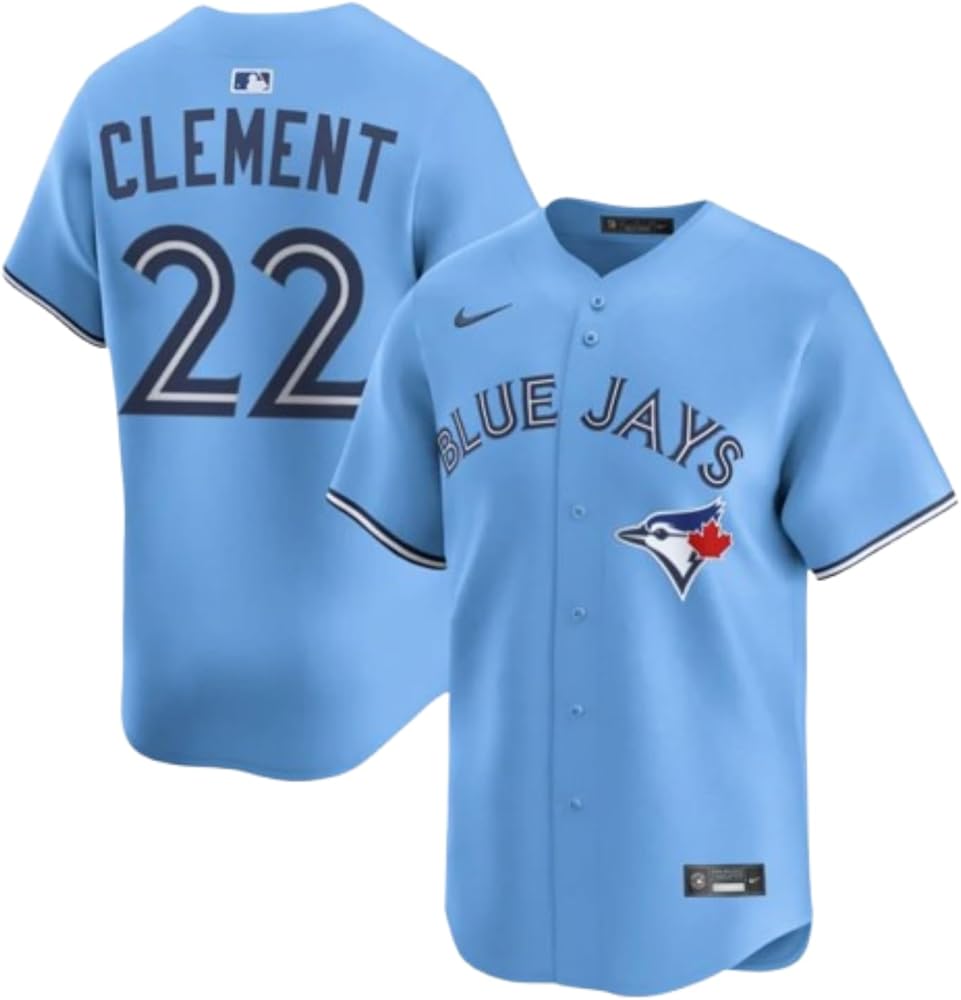 Toronto Blue Jays 50th Patch Clement Light Blue Baseball Jersey Size Womens Large