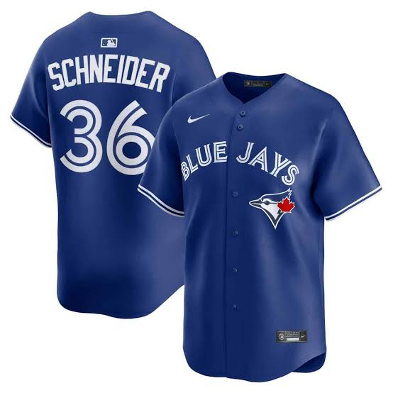 Toronto Blue Jays 50th Patch Schneider Dark Blue Baseball Jersey Size Womens Medium