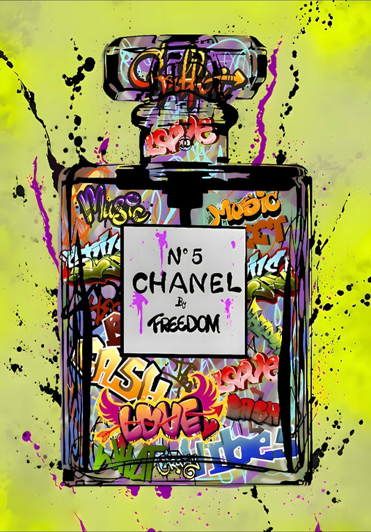 26x38 Wall Art Graffitti Style Chanel Textured Fine Art Print