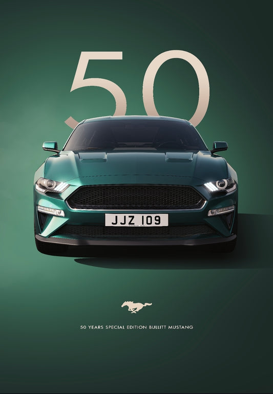 26x38 Wall Art Automotive Ford Mustang Bullitt 50th Anniversary Textured Fine Art Print