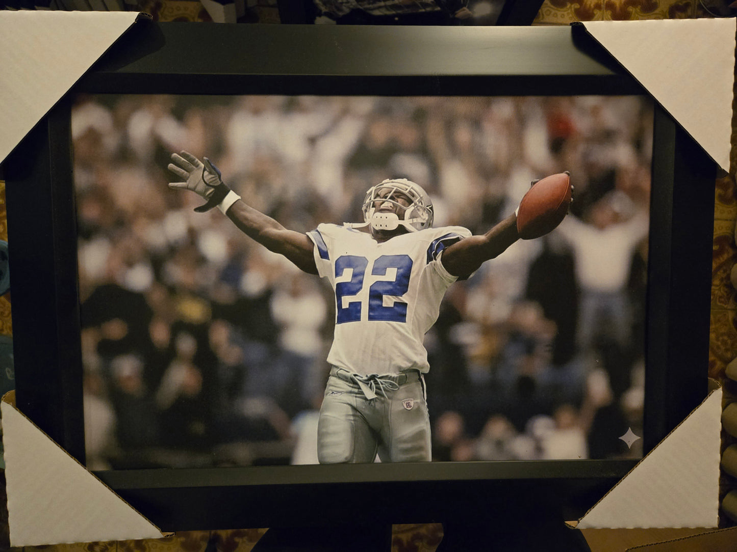 21x16 NFL Dallas Cowboys Emmitt Smith Super Bowl Textured Fine Art Print