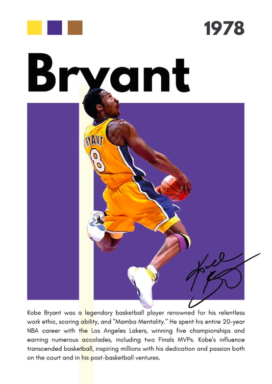 21x16 NBA LA Lakers Kobe Bryant Textured Fine Art Print Facsimile Autograph