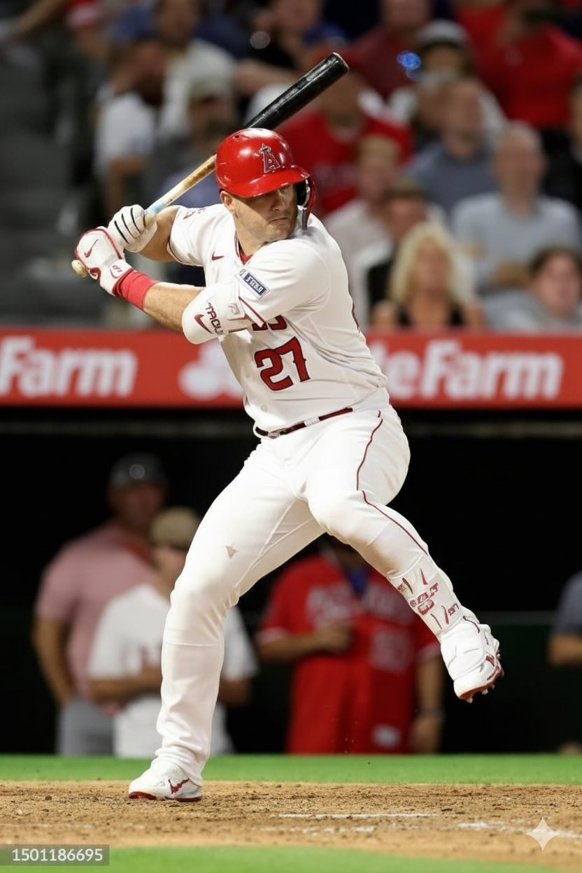 21x16 MLB Los Angeles Angels of Anaheim Mike Trout Textured Fine Art Print