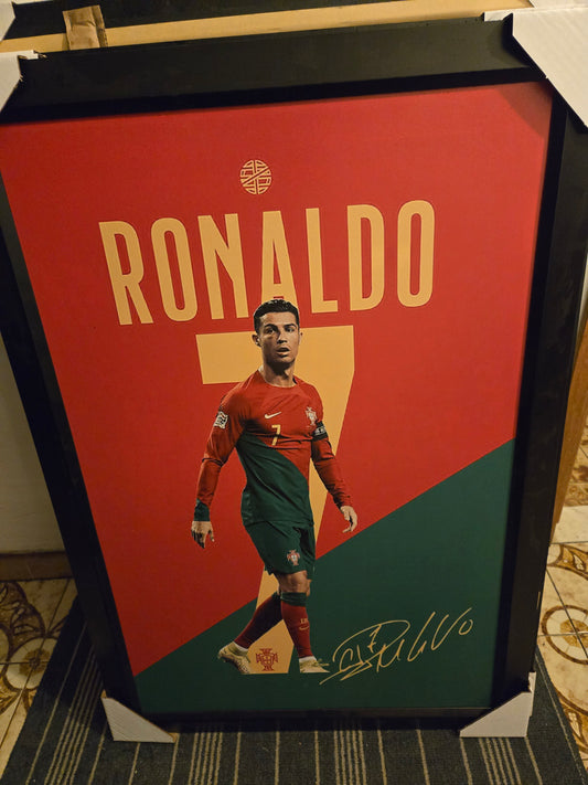 21x16 Portugal Ronaldo Football Soccer Textured Fine Art Print