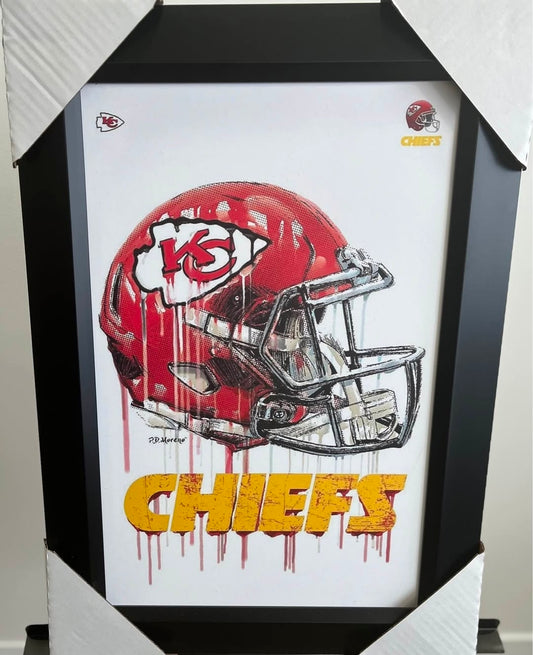 21x16 NFL Kansas City Chiefs Helmet Textured Fine Art Print